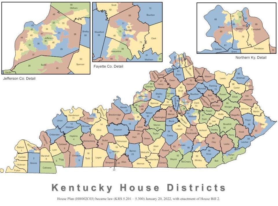 Kentucky's state House districts, which went into effect after redistricting ahead of 2022.