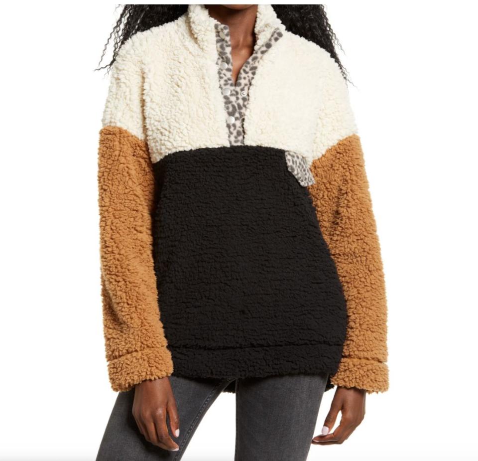 This fuzzy fleece features a cheetah lapel for a pop of print. Normally $78, <a href="https://fave.co/3mZzt4g" target="_blank" rel="noopener noreferrer">get it on sale for $42</a> at Nordstrom.