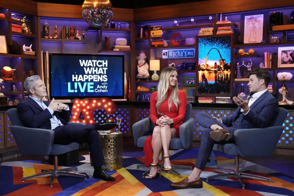 WATCH WHAT HAPPENS LIVE WITH ANDY COHEN -- Episode 20189 -- Pictured: (l-r) Andy Cohen, Whitney Rose and Tom Schwartz