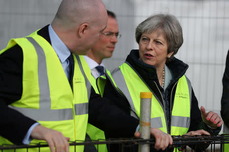 Britain's Prime Minister Theresa May visits a housing development in east London, March 5, 2018. REUTERS/Daniel Leal-Olivas/Pool