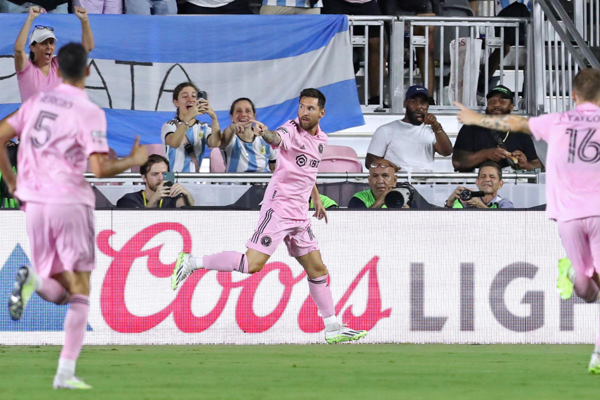 Messi volleys Inter Miami into Leagues Cup last 16 with two goals