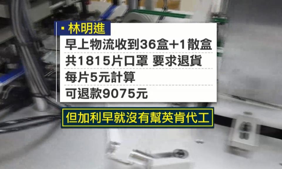 加利科技收到退貨口罩，外盒樣式竟是10多年前的款式。（圖／東森新聞）