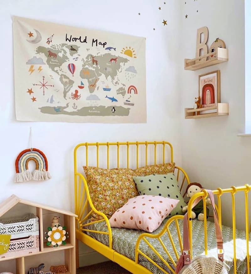 yellow ikea minnen kids bed