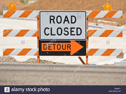 Road closed, with detour