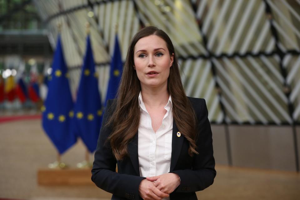 Finish Prime Minister Sanna Mirella Marin arrives for an EU Summit on July 17, 2020 in Brussels, Belgium.