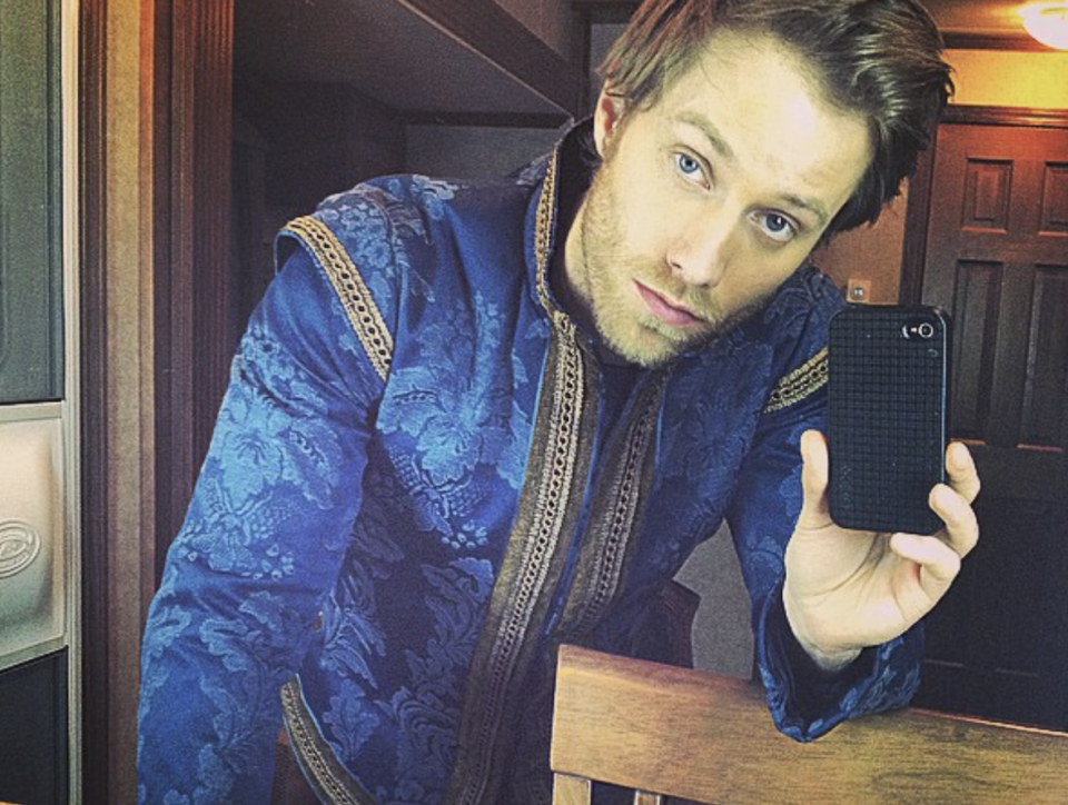 Jonathan Keltz takes a selfie while in costume for Reign, 2014