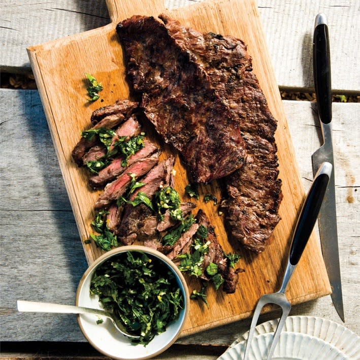 Grilled Skirt Steak with Herb Salsa Verde