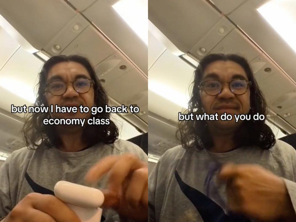 Jameel Rehman shared a TikTok about how he was moved from business class to economy.