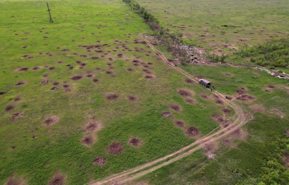 A former fighting position of the Ukrainian armed forces outside Svitlodarsk (Reuters)