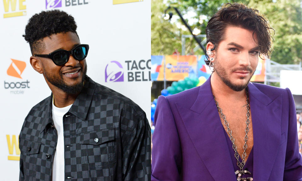 Usher and Adam Lambert were both victims of a robbery scheme. (Photos: Getty Images)