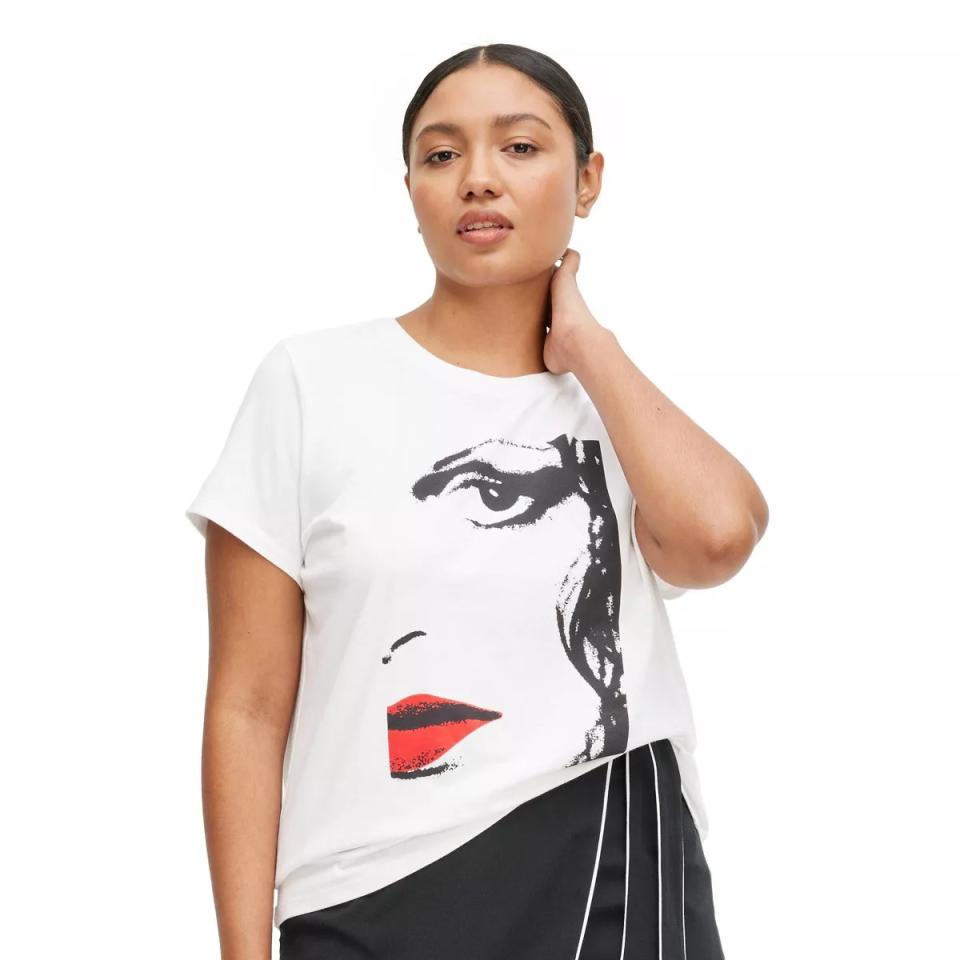 DVF for Target Crewneck Iconic Red Lip Graphic Short Sleeve T-Shirt