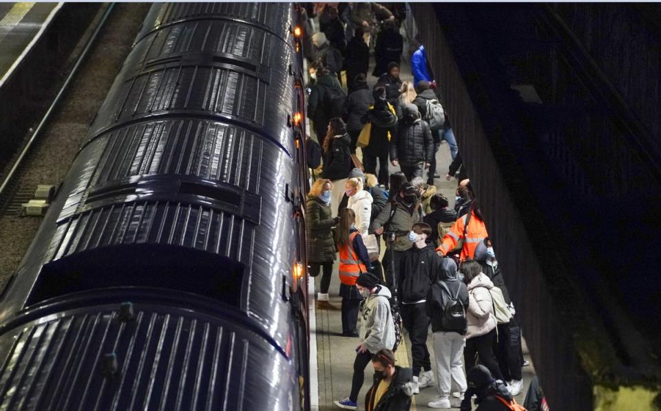 Rail strikes are expected to cause the cancellation of about 80% of train services across Britain today (Steve Parsons/PA) (PA Wire)