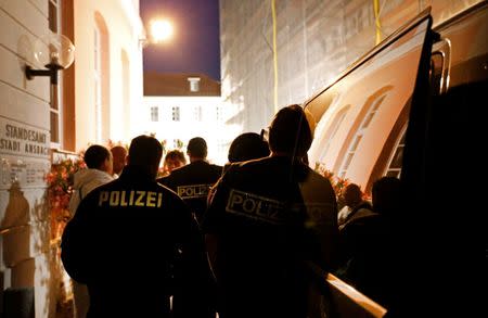 Police secure the area after an explosion in Ansbach, near Nuremberg, Germany July 25, 2016. REUTERS/Michaela Rehle