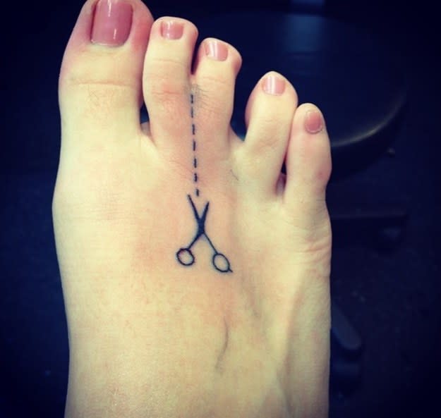 <div><p>"My webbed toe tattoo."</p><p>—<a href="http://www.buzzfeed.com/laurenm49f7852b0" rel="nofollow noopener" target="_blank" data-ylk="slk:laurenm49;elm:context_link;itc:0;sec:content-canvas" class="link ">laurenm49</a></p></div><span><a href="http://www.buzzfeed.com/laurenm49f7852b0" rel="nofollow noopener" target="_blank" data-ylk="slk:buzzfeed.com;elm:context_link;itc:0;sec:content-canvas" class="link ">buzzfeed.com</a></span>