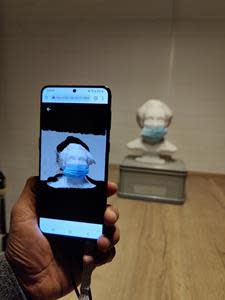 OQmented's new 3D depth camera technology capturing the face mask of a bust