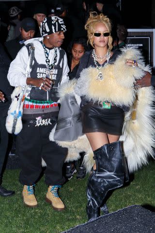 <p>BACKGRID</p> A$AP Rocky and Rihanna watched Tyler the Creator perform at Coachella on April 13