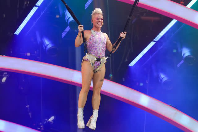 <p>Andreas Rentz/Getty</p> Pink performs on stage during the P!NK Summer Carnival 2023 Tour at Olympiastadion on June 28, 2023 in Berlin, Germany