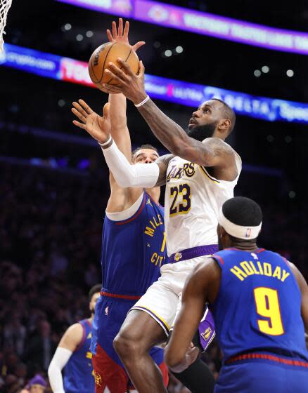 Los Angeles, California March 2, 2024-Lakers LeBron James scores his 40,000th point.