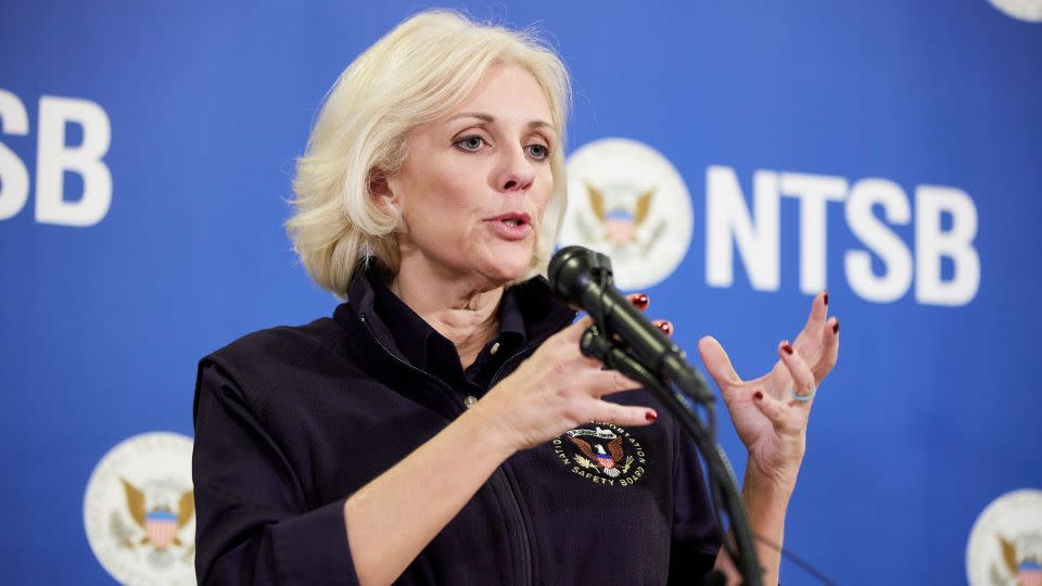 National Transportation Safety Board Chair Jennifer Homendy speaks to the media about the investigation of Alaska Airlines flight 1282 in Portland, Ore., Saturday, Jan. 6, 2024. - Craig Mitchelldyer/AP