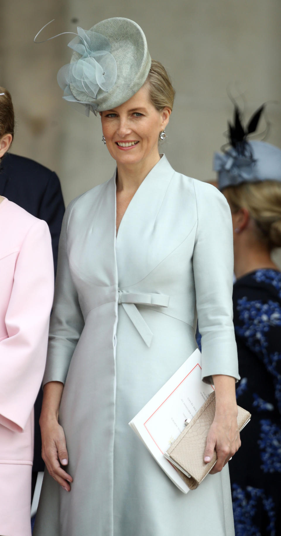 Sophie, Countess of Wessex, in a light teal coat dress