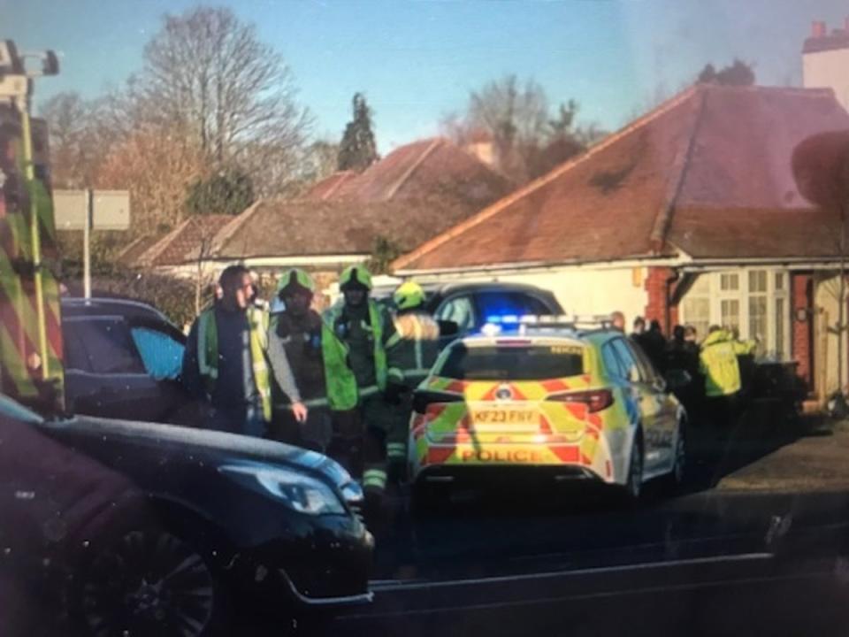 Police and firefighters near Court Road where locals say traffic lights cut down along with ULEZ cameras contributed to an accident. (Phil Monteith/facebook grab)