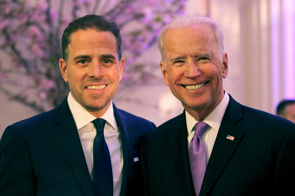 Hunter Biden (L) and then U.S. Vice President Joe Biden in 2016 in Washington, DC.  (Teresa Kroeger/Getty Images for World Food Program USA)