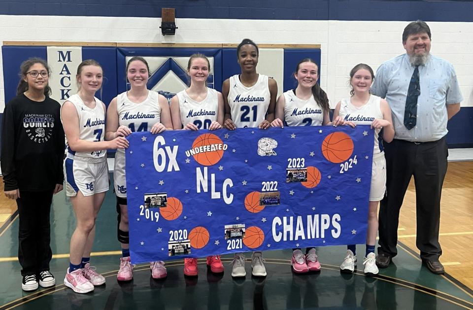 The Mackinaw City girls basketball team finished off a sixth consecutive unbeaten NLC campaign with a home win over Alanson on Thursday.