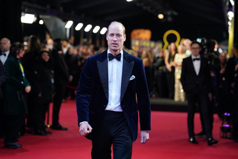 PHOTO: Prince William arrives on the red carpet at the BAFTA British Academy Film Awards in London, Feb. 18, 2024. (Jordan Pettitt/POOL/AFP via Getty Images)