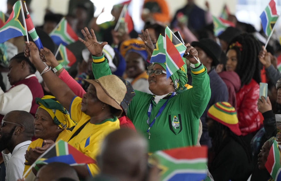 People attend Freedom Day celebrations in Pretoria, South Africa, Saturday April 27, 2024. The day marks April 27 when the country held pivotal first democratic election in 1994 that announced the official end of the racial segregation and oppression of apartheid. (AP Photo/Themba Hadebe)