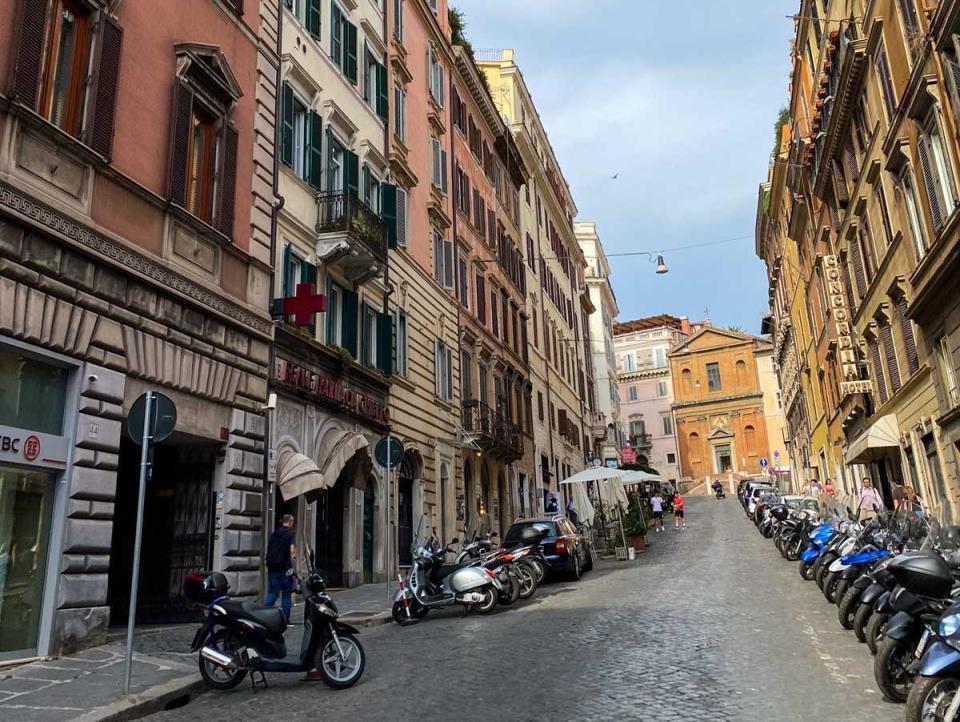 An empty street in Rome, Italy.