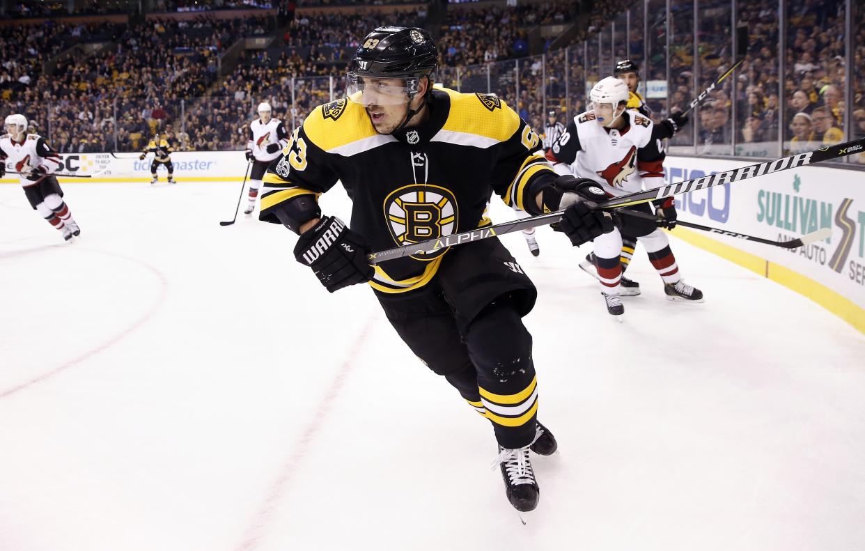 Boston Bruins winger Brad Marchand is hot after returning from injury. (AP Photo/Michael Dwyer)