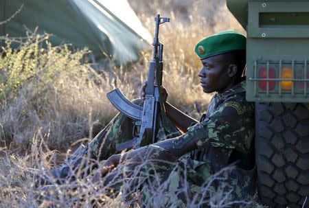 A Mozambican soldier takes part in exercises as part of the African Union's African Standby Force (ASF) at the South Africa National Defence Force's Lohatla training area October 27, 2015. REUTERS/Mike Hutchings