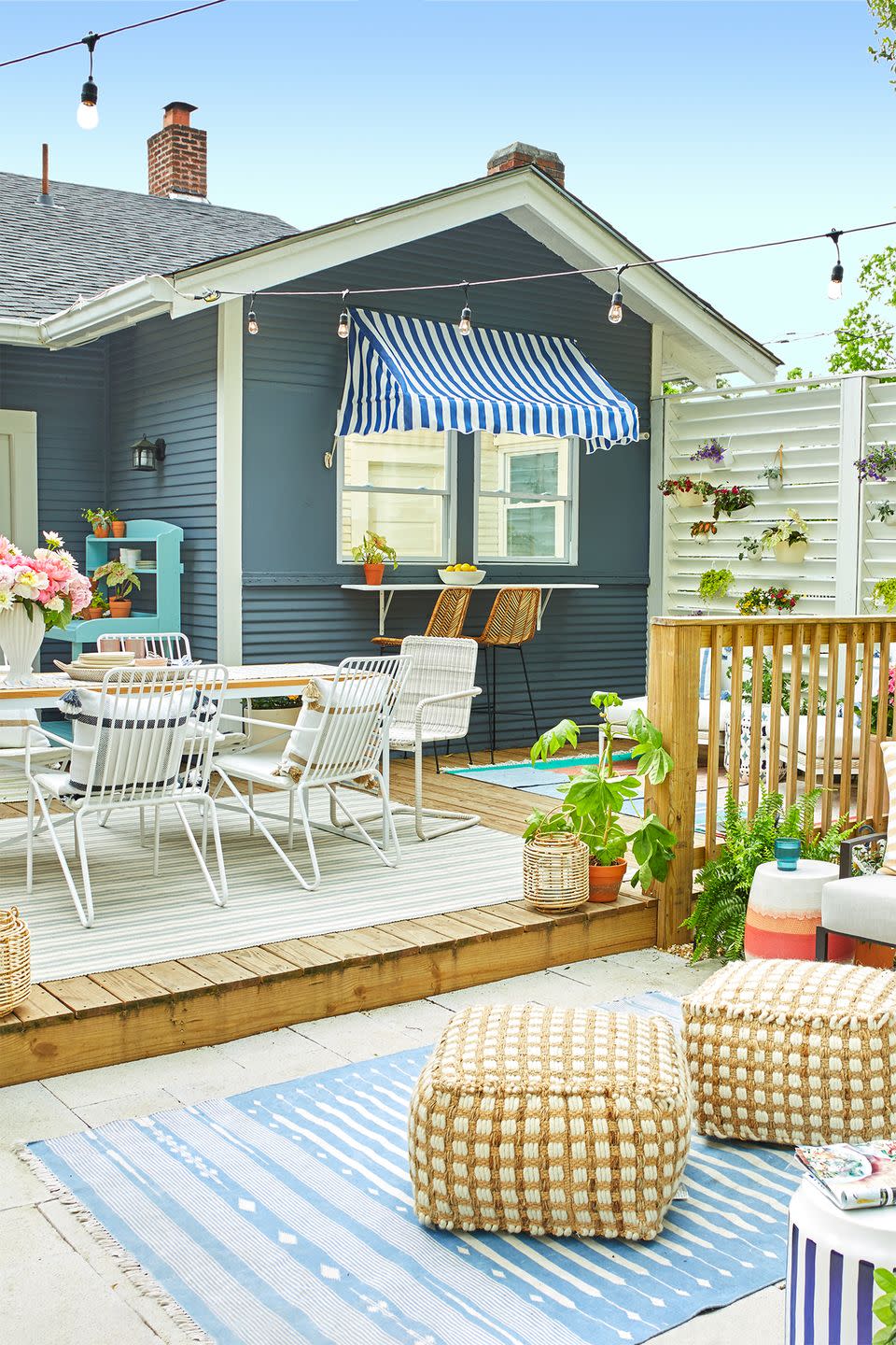 <p>If your deck is low to the ground, extend its reach by laying stone patio tiles along the existing deck. It'll create a seamless flow from one area of your space to the next, which is perfect for summer parties and gatherings. </p><p><strong>RELATED: </strong><a href="https://www.goodhousekeeping.com/home/gardening/g1809/decor-ideas-deck-porch/?" rel="nofollow noopener" target="_blank" data-ylk="slk:All the Best Porch and Patio Ideas;elm:context_link;itc:0;sec:content-canvas" class="link ">All the Best Porch and Patio Ideas</a></p>