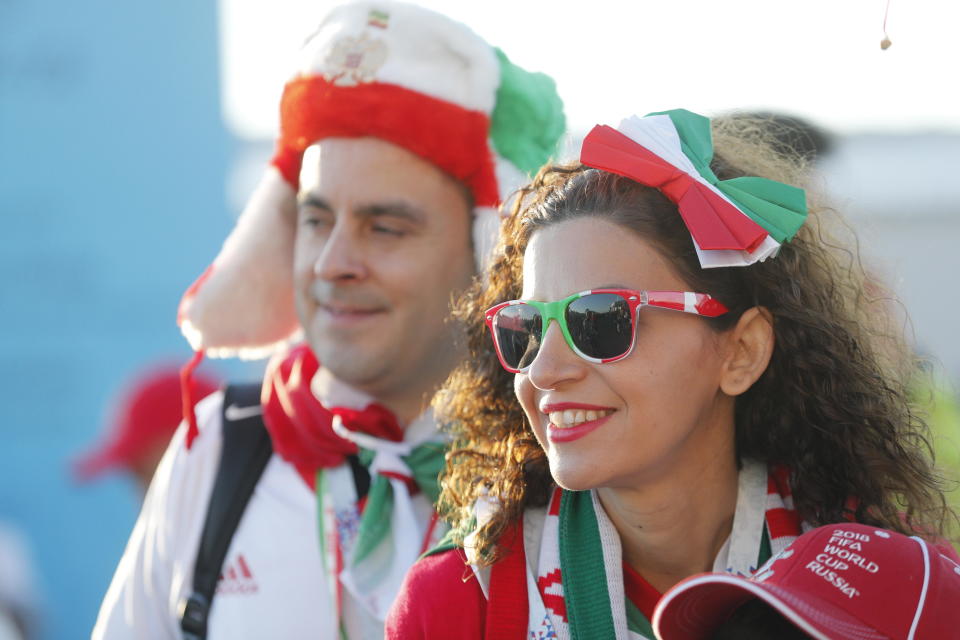 <p>Iran’s supporters before the FIFA World Cup 2018 group B match </p>