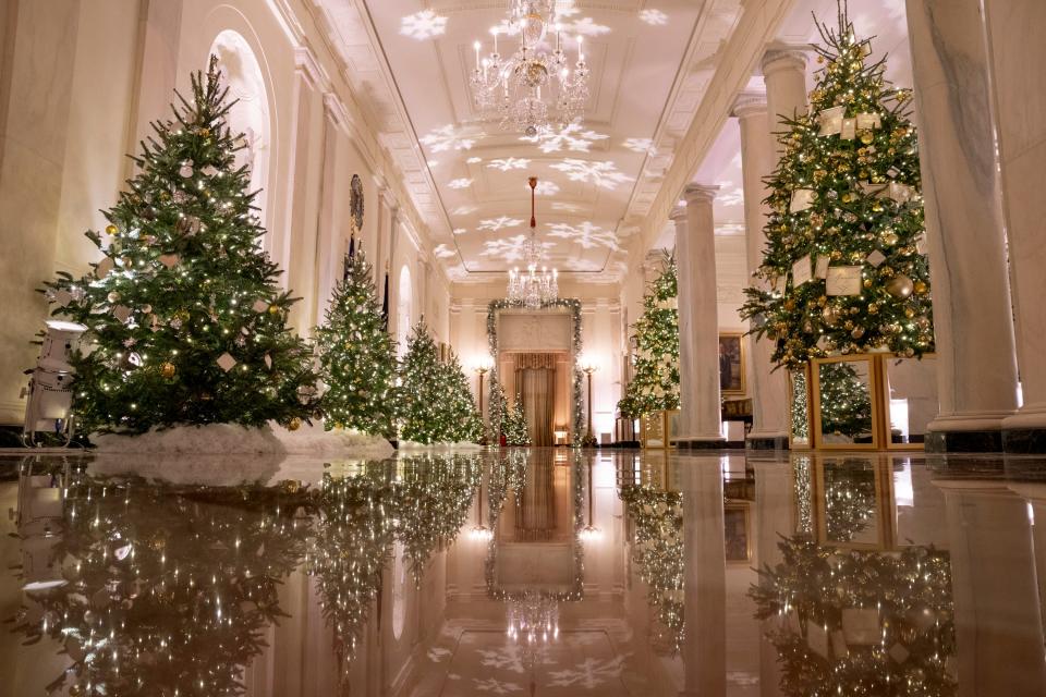 The White House is decorated for the holidays. Volunteers, including Jill Pangas of Copley, decorated several of the White House spaces.