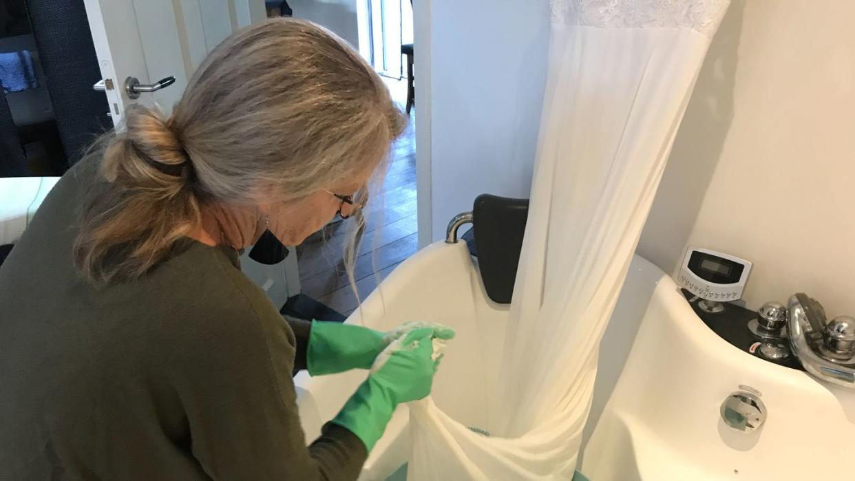 cleaning the wedding dress