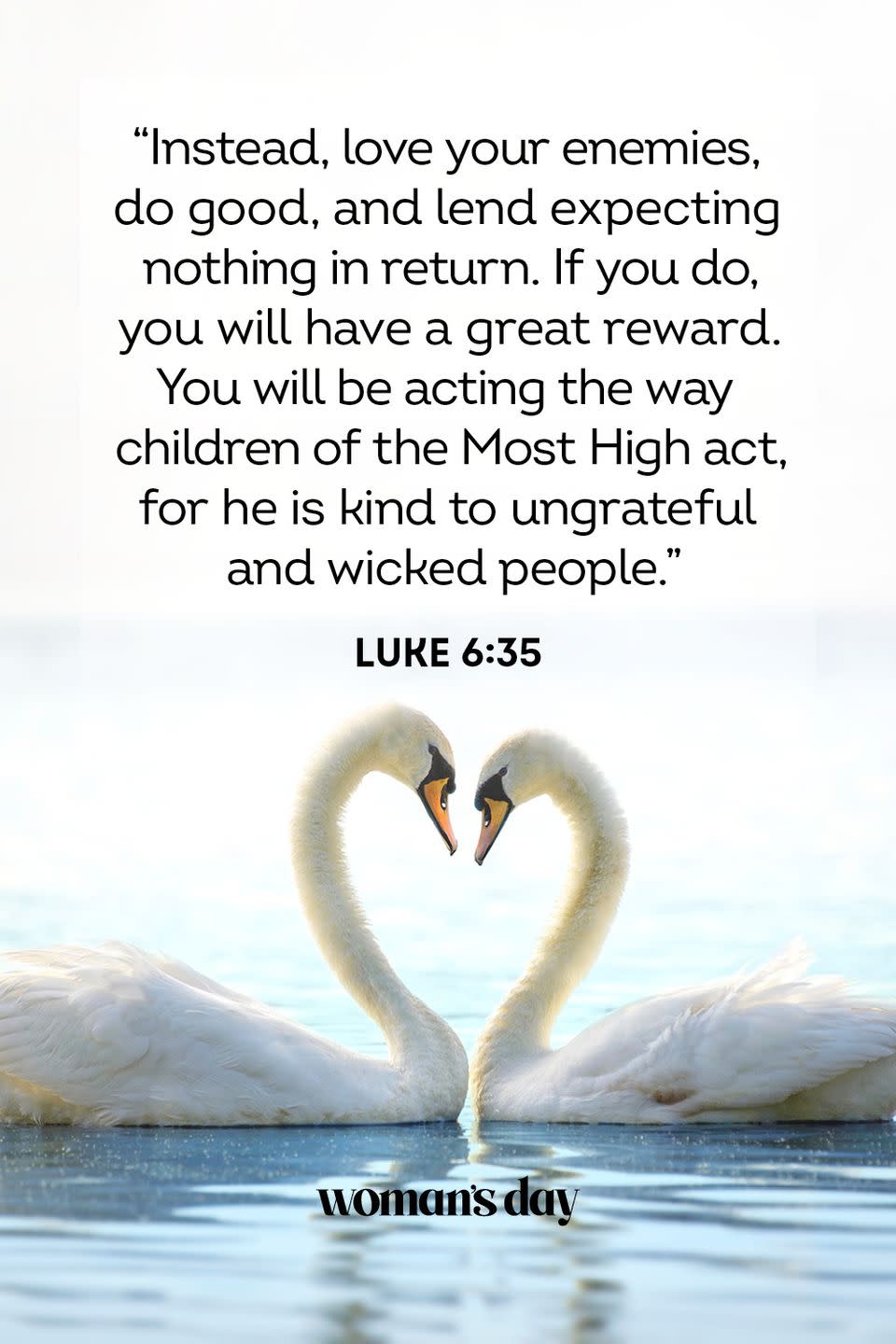 <p>"Instead, love your enemies, do good, and lend expecting nothing in return. If you do, you will have a great reward. You will be acting the way children of the Most High act, for he is kind to ungrateful and wicked people."</p><p><strong>The Good News: </strong>It's not your job to judge those with whom you don't agree. Treat them with the same respect you know that God would give.</p>