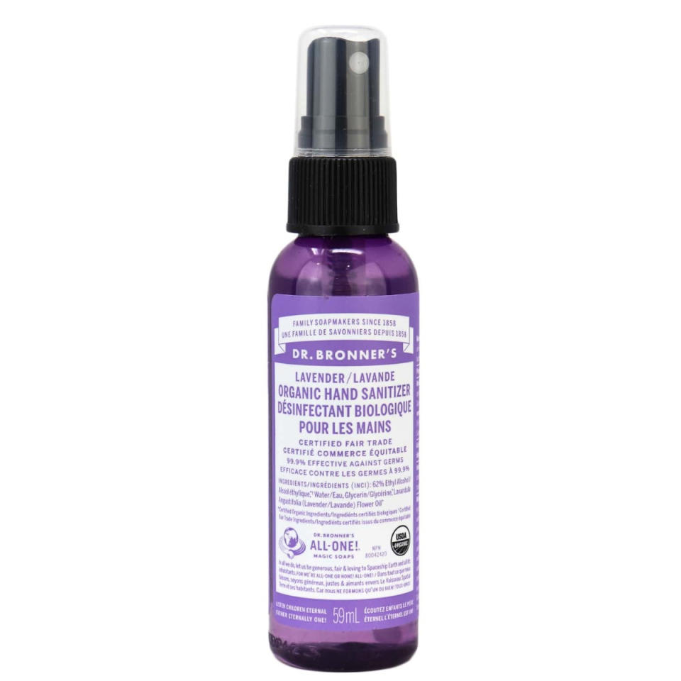 Dr. Bronner's Organic Hand Sanitizer Lavender. Image via Natura Market.