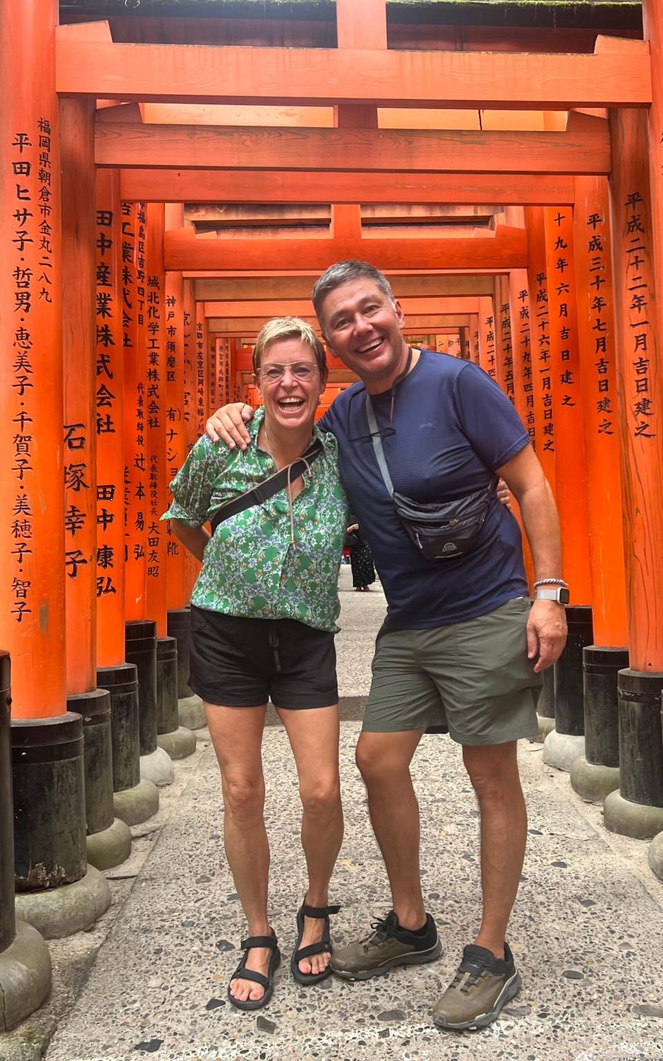 Clare and Mikey Brown exploring the temples of Kyoto in Japan
