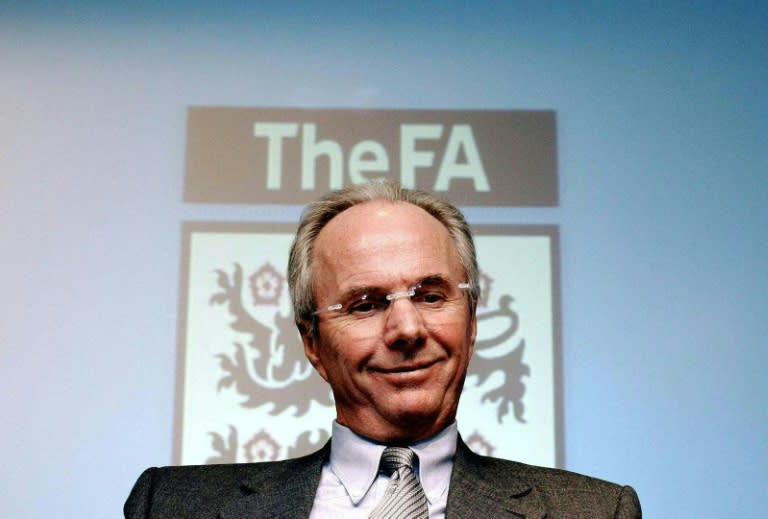 Then England manager Sven-Goran Eriksson addresses a press conference at the Football Association's heaquarters in London on January 24, 2006