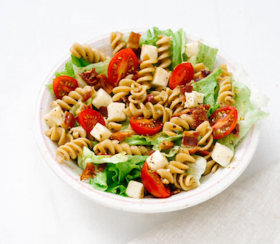 <p>Cassie Blount</p><p>A comforting pasta salad with the flavors of a classic BLT.</p><p><strong>Get the recipe: <a href="https://parade.com/841739/lisawaddle/blt-pasta-salad/" rel="nofollow noopener" target="_blank" data-ylk="slk:BLT Pasta Salad;elm:context_link;itc:0;sec:content-canvas" class="link ">BLT Pasta Salad</a></strong></p>