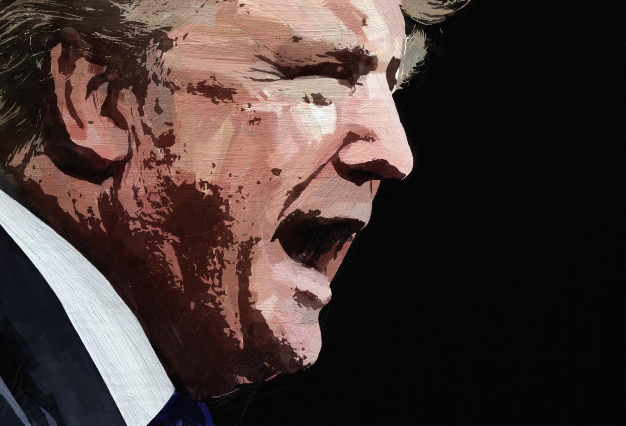 Donald Trump. (Artwork by Livio Mancini for Yahoo News based on a photo by John Locher/AP)