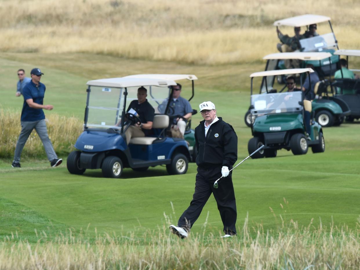 US president Donald Trump pictured at his Trump Turnberry golf course in Scotland  (Andy Buchanan/AFP via Getty Images)