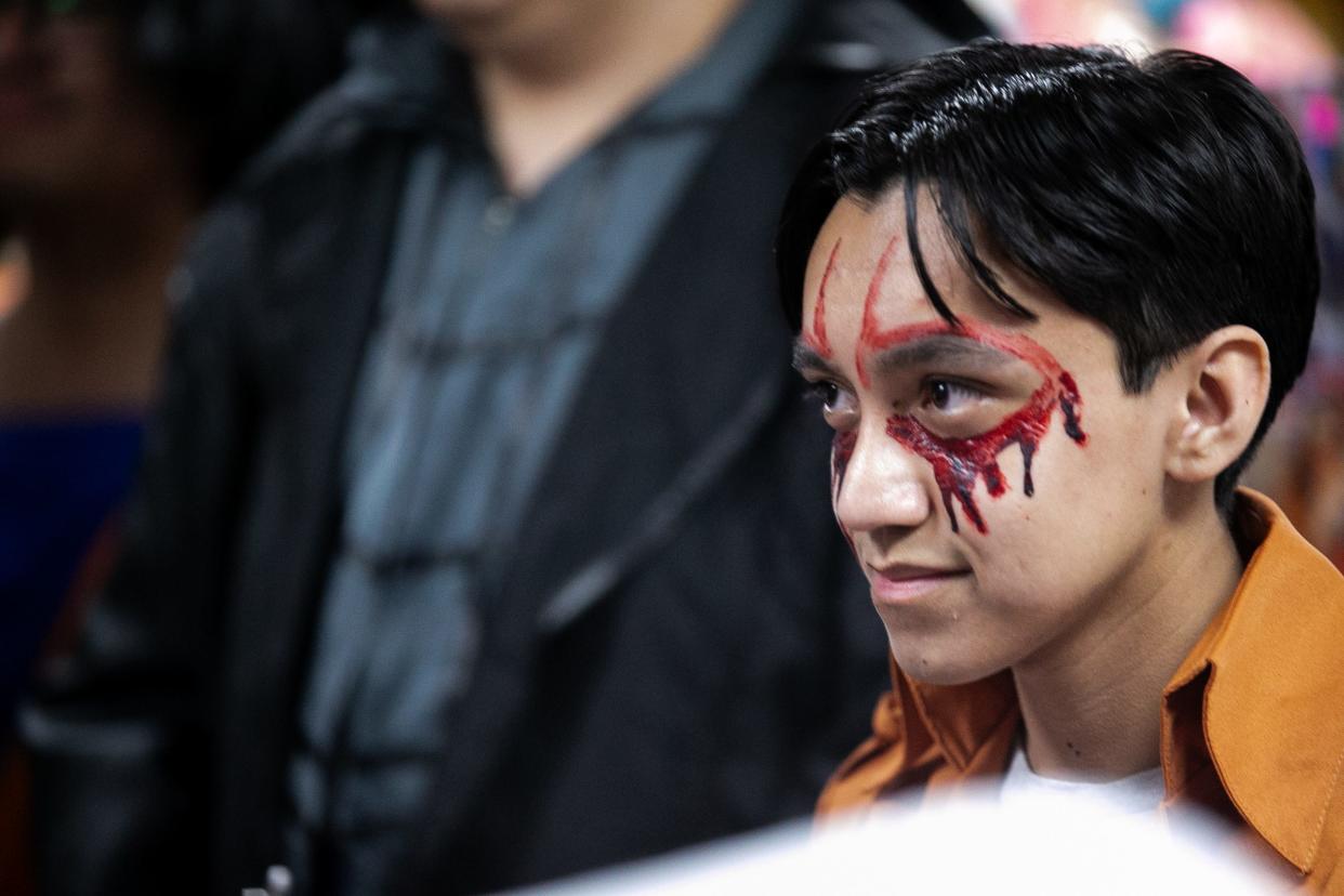 Daniel Rodriguez waits to hear if he placed in the cosplay contest at Anime Corpus Christi's Cosplay Night at Strawberry Moon Anime Saturday, Nov. 18, 2023. Rodriguez placed third as Levi Ackerman from "Attack on Titan."