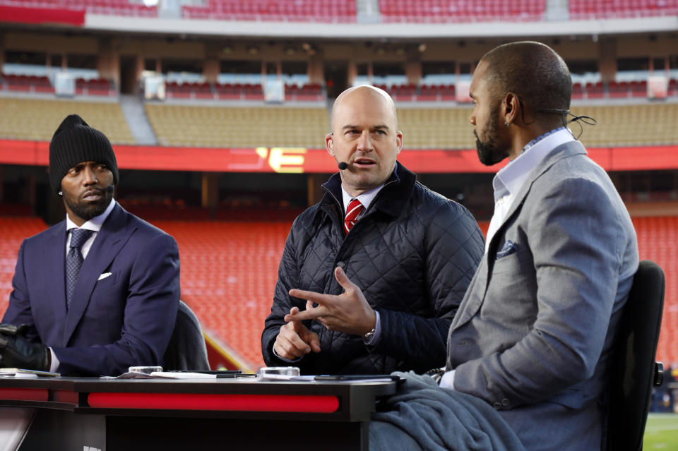 Matt Hasselbeck (center) will be ESPN's color commentator for its Pro Bowl broadcast. (AP)