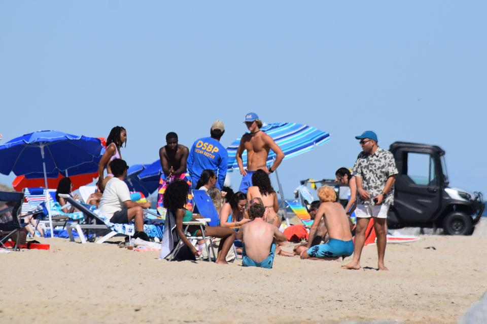 About 30 extras served as beachgoers for the filming of Paramount+ series "Lioness" Tuesday, Sept. 27, 2022, at Herring Point in Cape Henlopen State Park in Lewes.