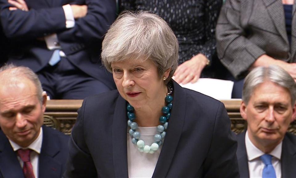 Theresa May makes a Commons statement about the delay of the vote on her Brexit deal on 10 December 2018.