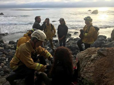 Angela Hernandez is found at the bottom of a cliff in Monterey County, California, July 13, 2018, in picture obtained via social media. Picture taken July 13, 2018. Monterey County Sheriff's Office/via REUTERS