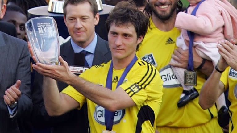 Guillermo Barros Schelotto recibió el premio MVP de la MLS en la temporada 2008, cuando se consagró campeón con Columbus Crew