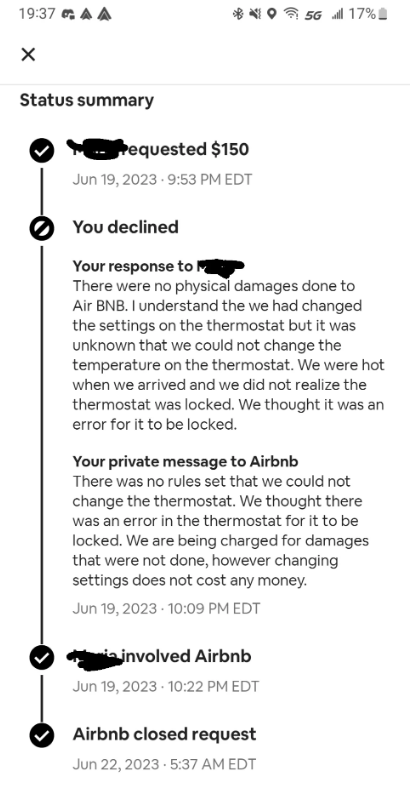 "Airbnb closed request"